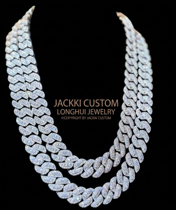 15mm Moissanite Cuban Chain - Premium Solid Silver Icy Drip