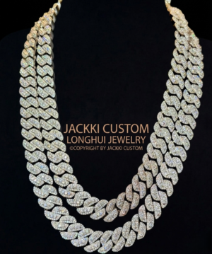 15m古巴_副本 15mm Moissanite Cuban Chain - Premium Solid Silver Icy Drip