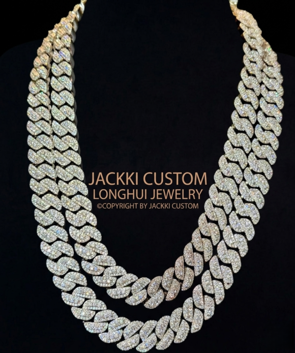 15mm Moissanite Cuban Chain - Premium Solid Silver Icy Drip