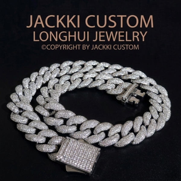 18mm Moissanite Cuban Chain - Premium Solid Silver Icy Drip