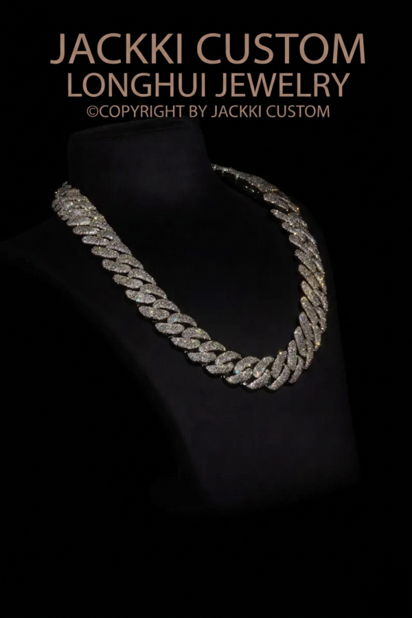20mm Moissanite Cuban Chain - Premium Solid Silver Icy Drip