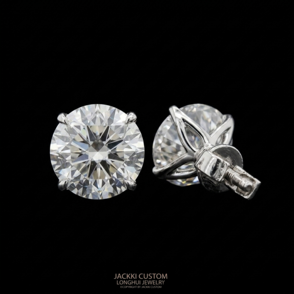 4ct lab grown Diamond Round Stud Earrings
